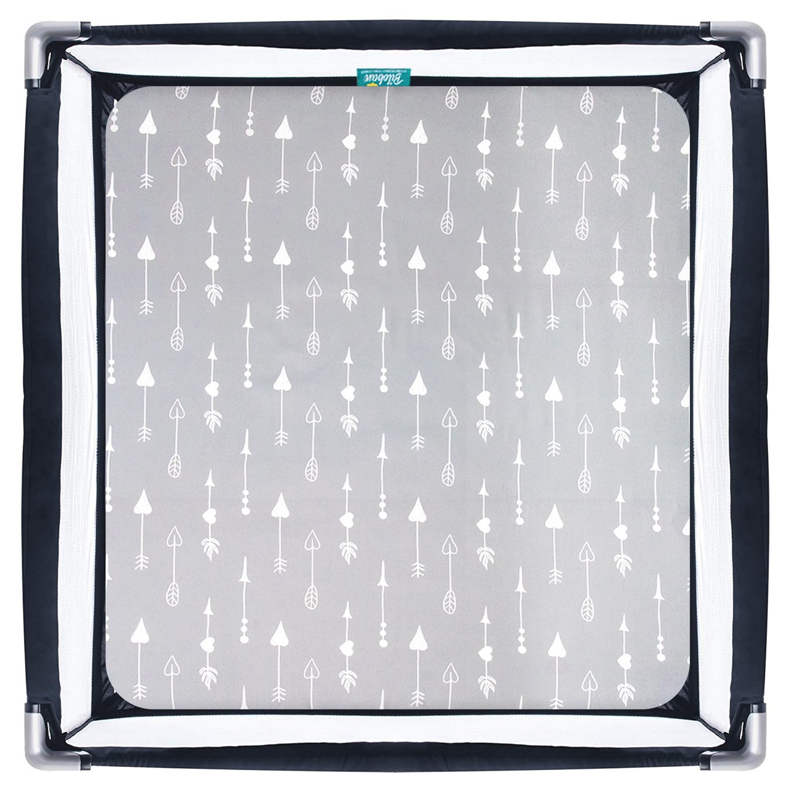 Biloban soft-touch fit on square playard mattress — snug, gentle surface