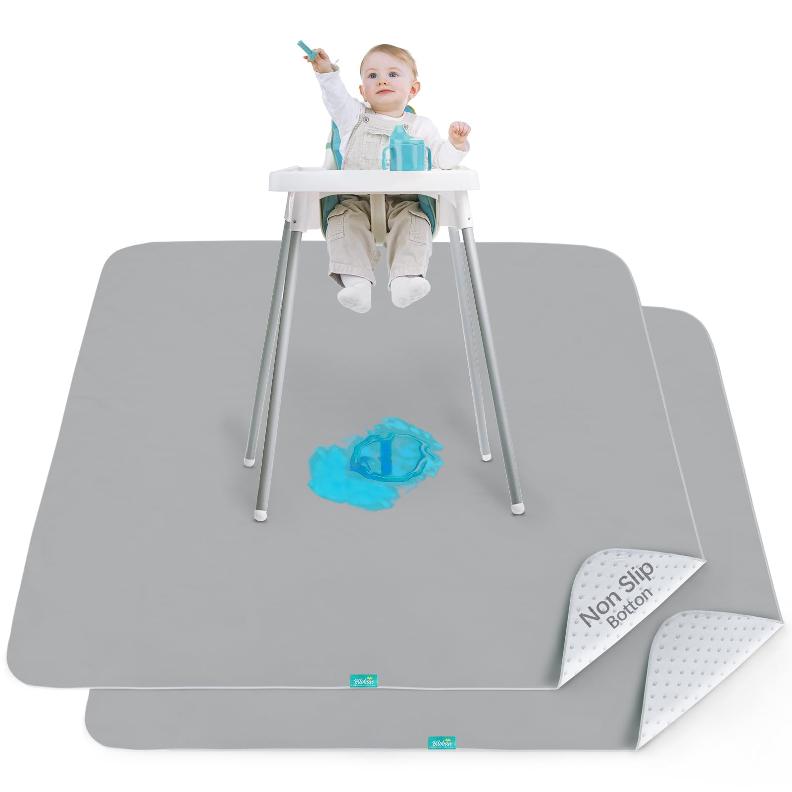 Biloban Splat Mat 2 Pack on table layout protects surfaces during meals and crafts