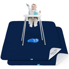 Biloban Splat Mat under high chair bundle protects floors during meals.