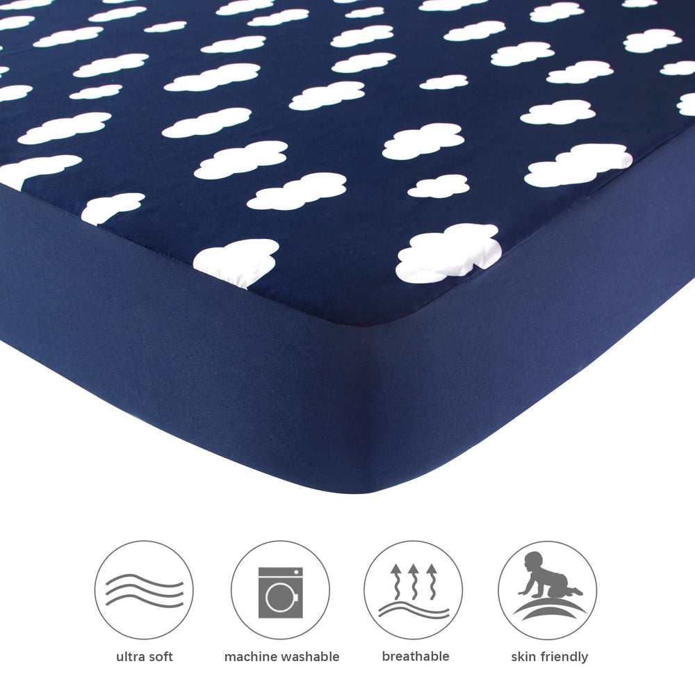 Biloban square playard fitted sheets grey arrow pattern — durable and breathable design