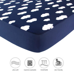 Biloban square playard fitted sheets grey arrow pattern — durable and breathable design