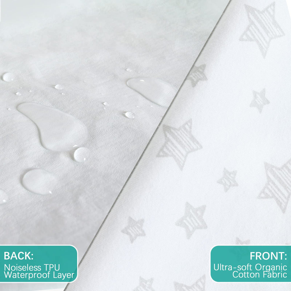 Biloban star print crib sheets white and grey highlight cozy, stylish bedding for toddlers.