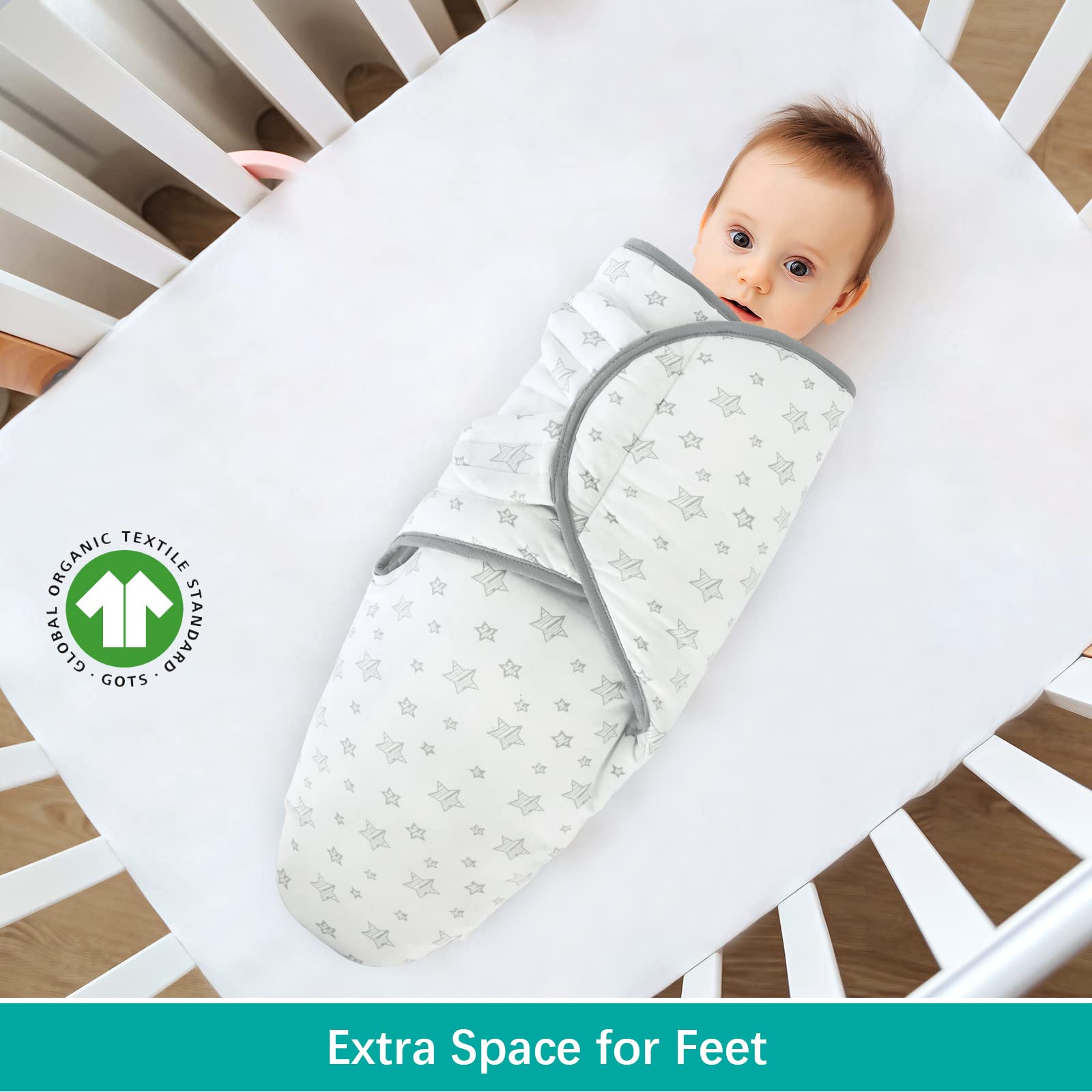Biloban quilted swaddles in use promoting peaceful sleep and cozy newborn comfort