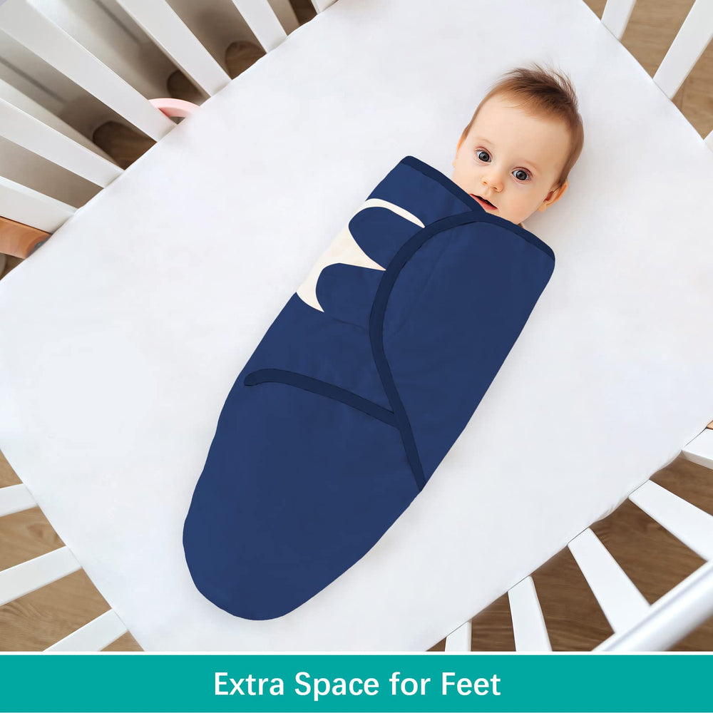 Biloban swaddle with leg pocket design for adjustable snugness as baby grows.