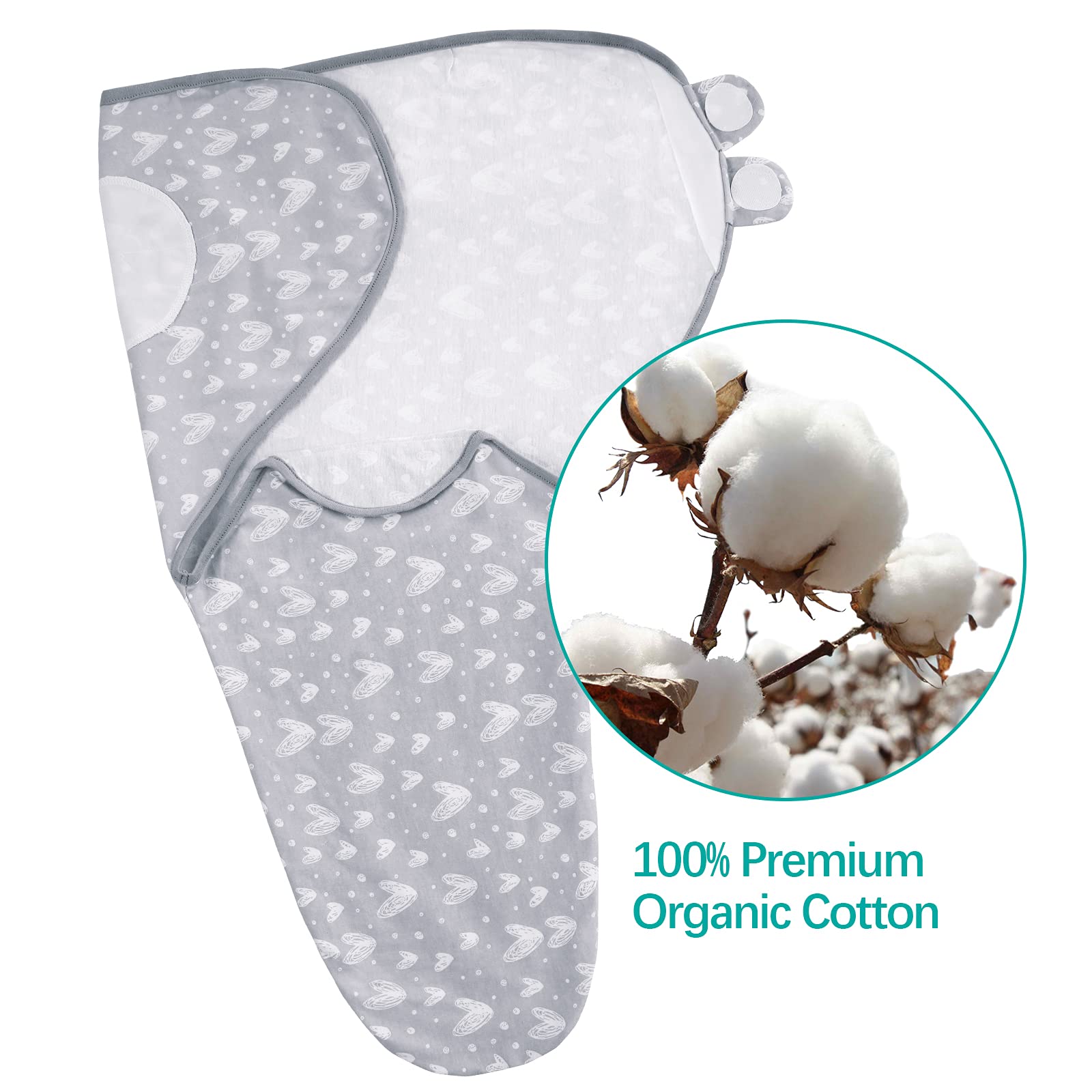 Biloban swaddle leg-pocket detail shows secure fit for growing infants and easier night feeds.