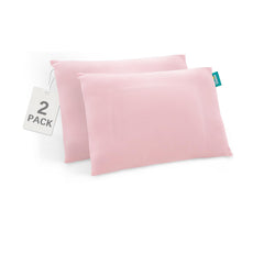 Biloban toddler pillowcase with pink heart pattern provides soft, breathable comfort for delicate skin.