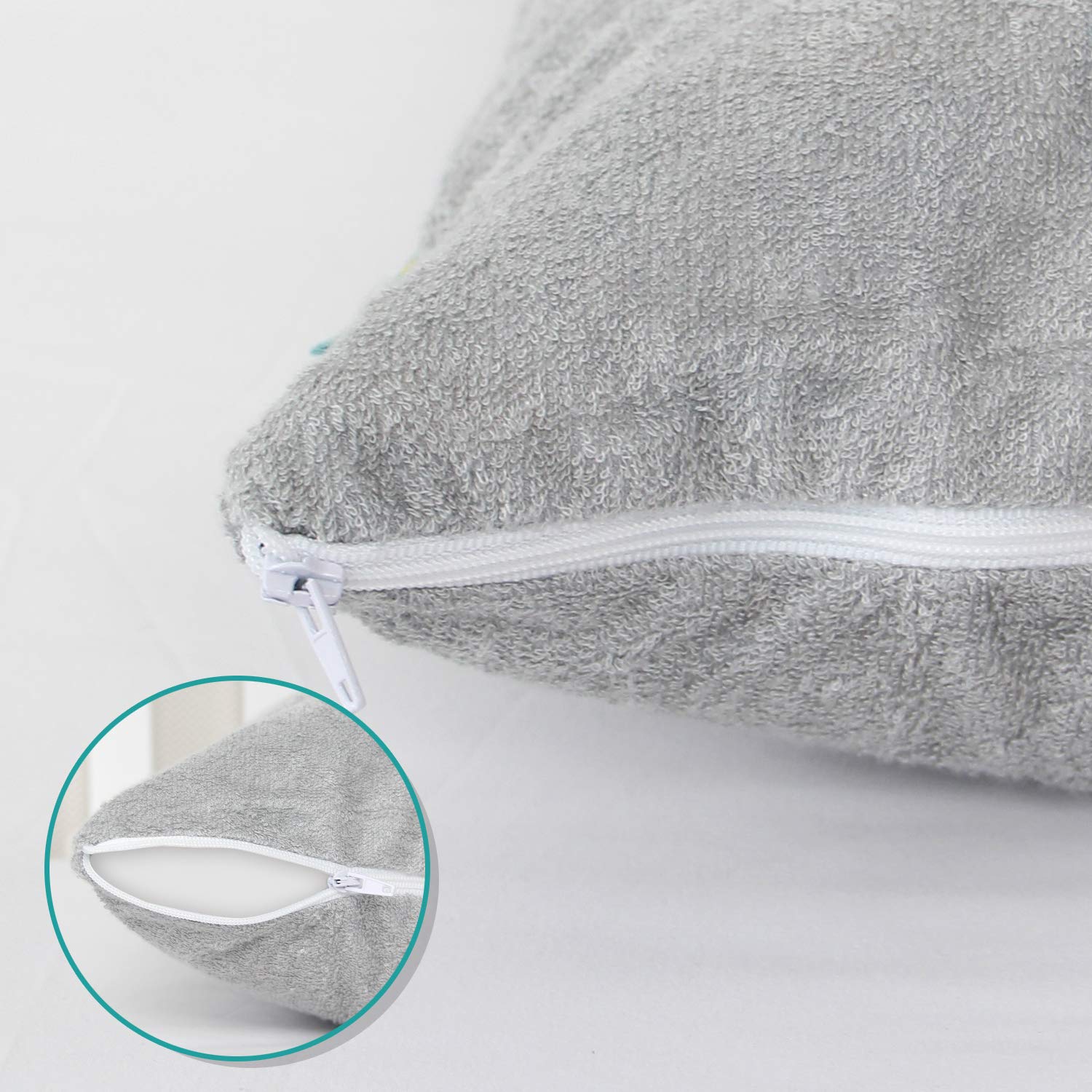 Biloban pillowcase protector zipper design demonstrates full coverage and easy changes