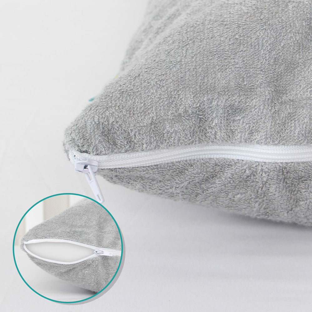 Biloban pillowcase protector zipper design demonstrates full coverage and easy changes