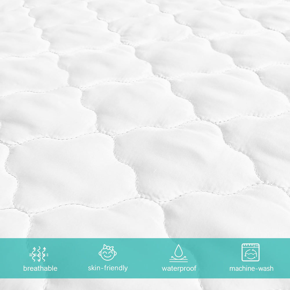 Biloban deep-skirt elastic fit for 52 by 28 inch cribs.