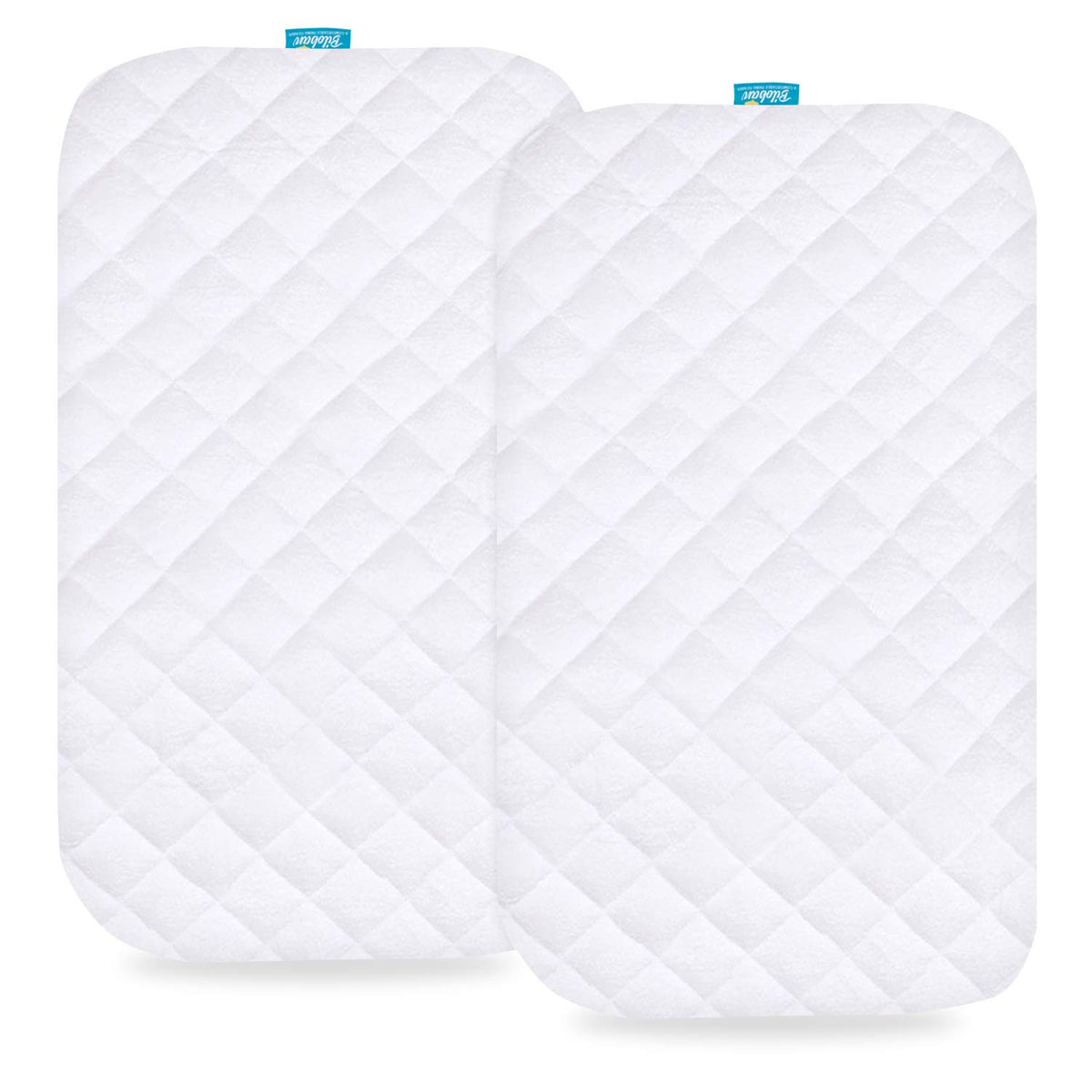 Biloban waterproof bassinet mattress pad cover on a bassinet shows a dry sleeping surface.