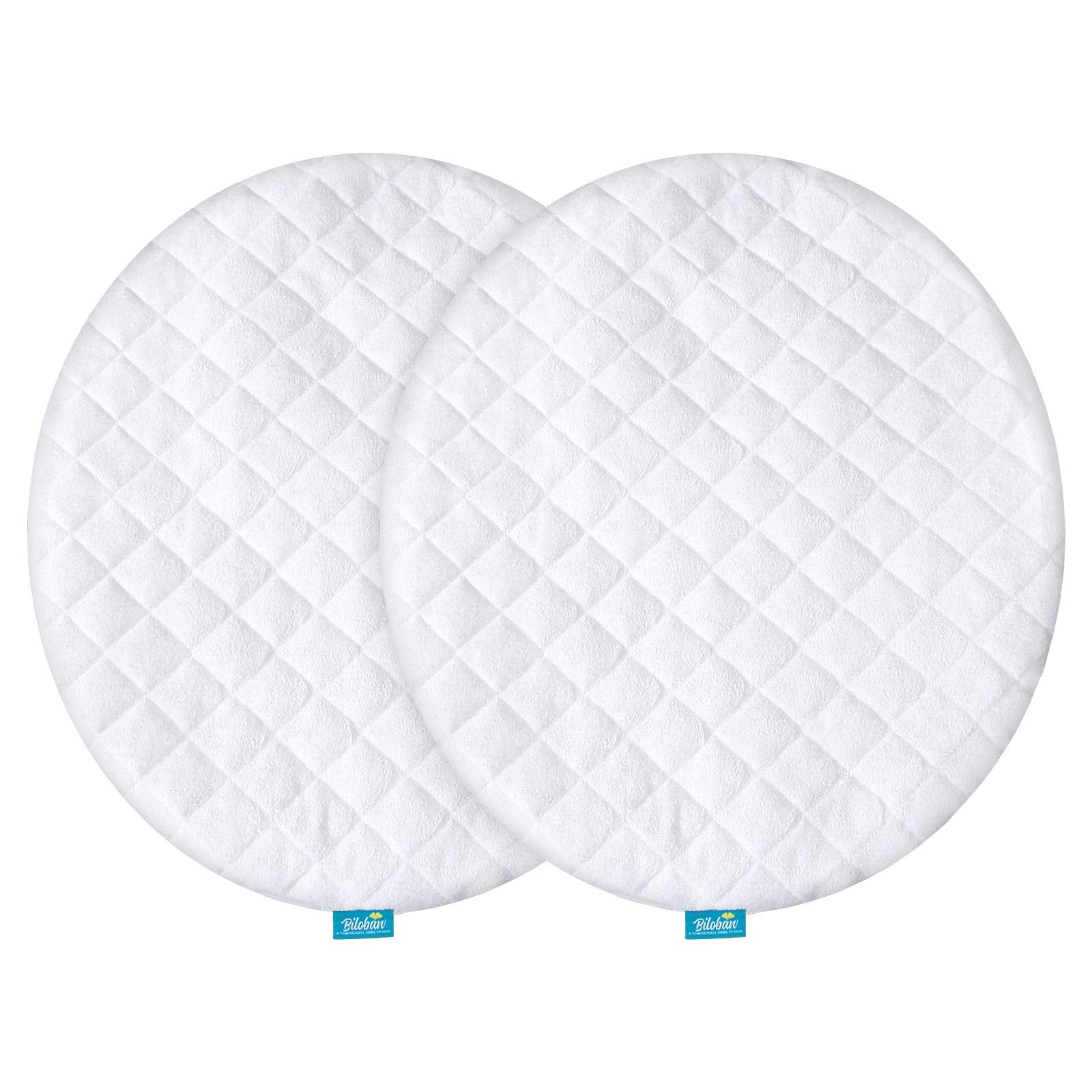 Biloban waterproof bassinet pad cover in packaging, ready for secure snug fit on Fisher Price On The Go.