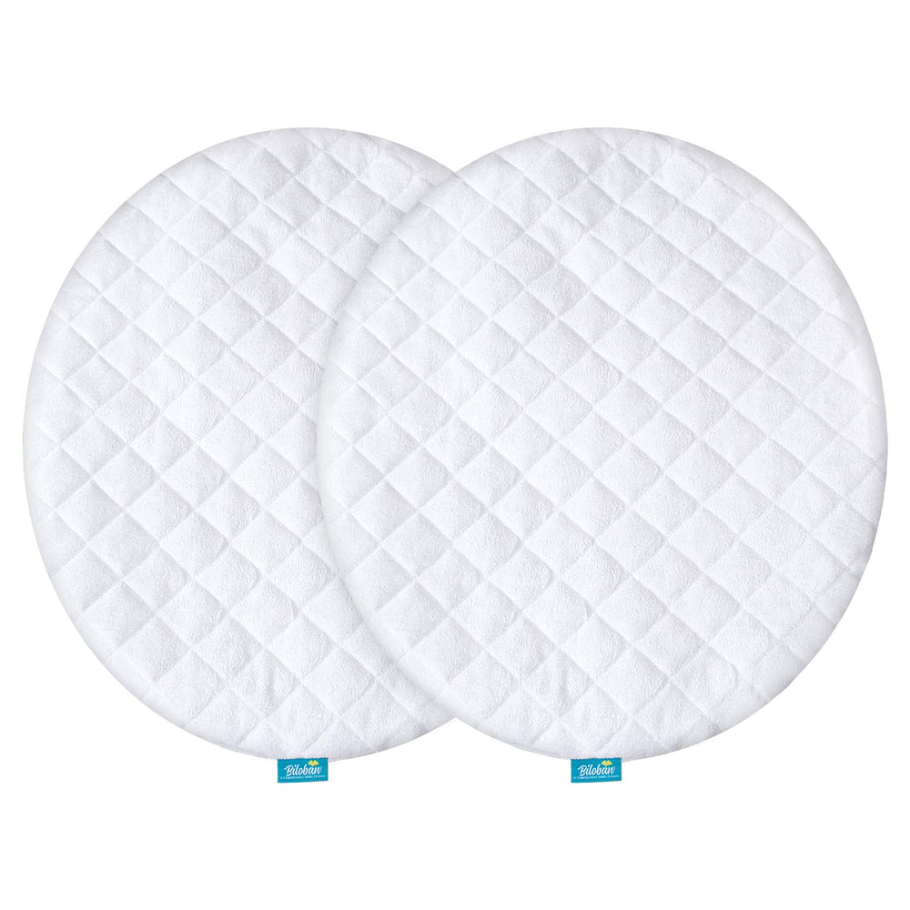 Biloban waterproof bassinet pad cover in packaging, ready for secure snug fit on Fisher Price On The Go.