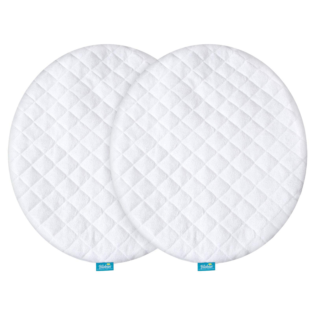 Biloban waterproof bassinet pad cover in packaging, ready for secure snug fit on Fisher Price On The Go.