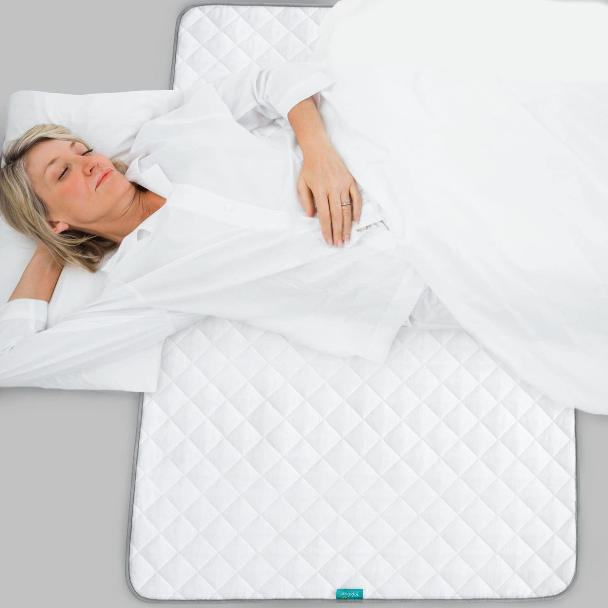 Biloban waterproof mattress protector top view showing smooth surface and cover area
