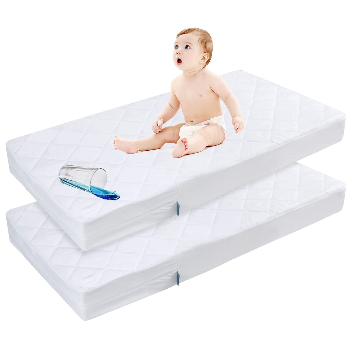 Biloban zippered crib mattress protector covers full standard mattress for leak prevention