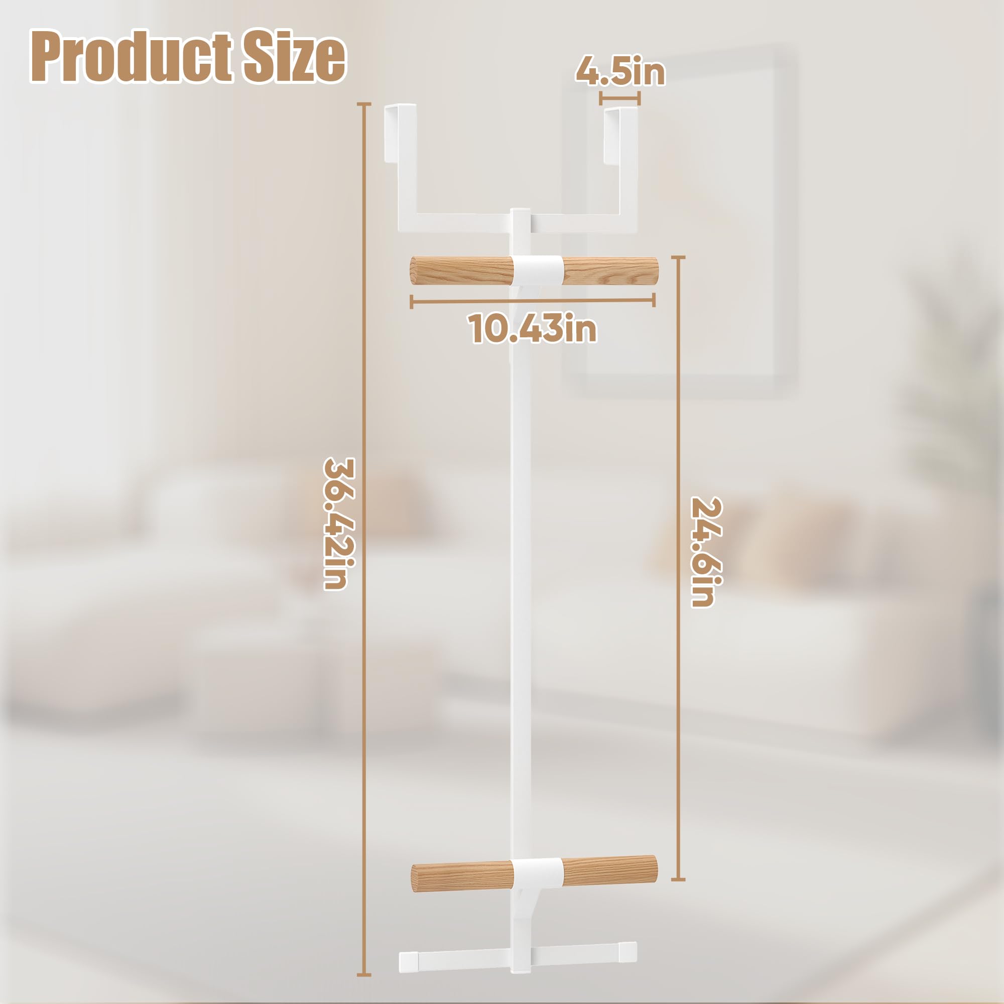 Bimiti over-the-door hanger installation shows tool-included quick mounting without door damage.