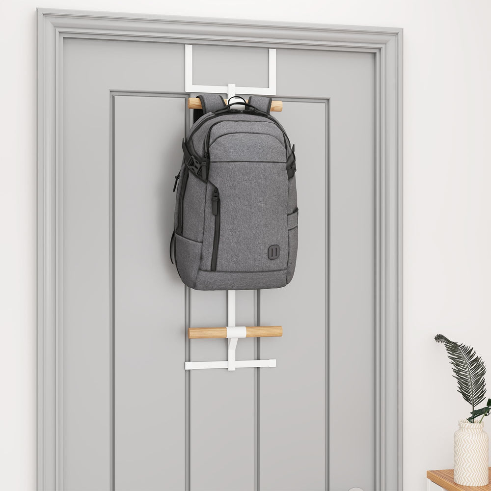 Bimiti over-the-door hanger demonstrates high-capacity storage for multiple bags up to weight.