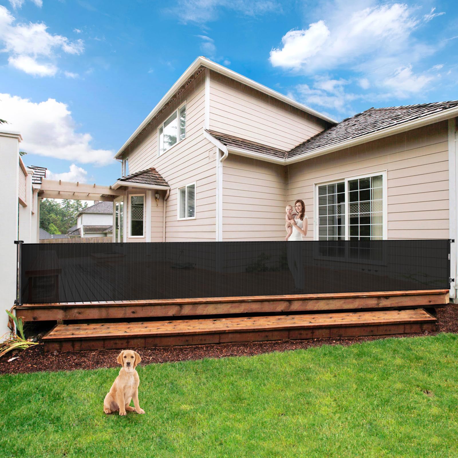 Bingguz 195-inch extra-wide gate extended for large openings, versatile access control.