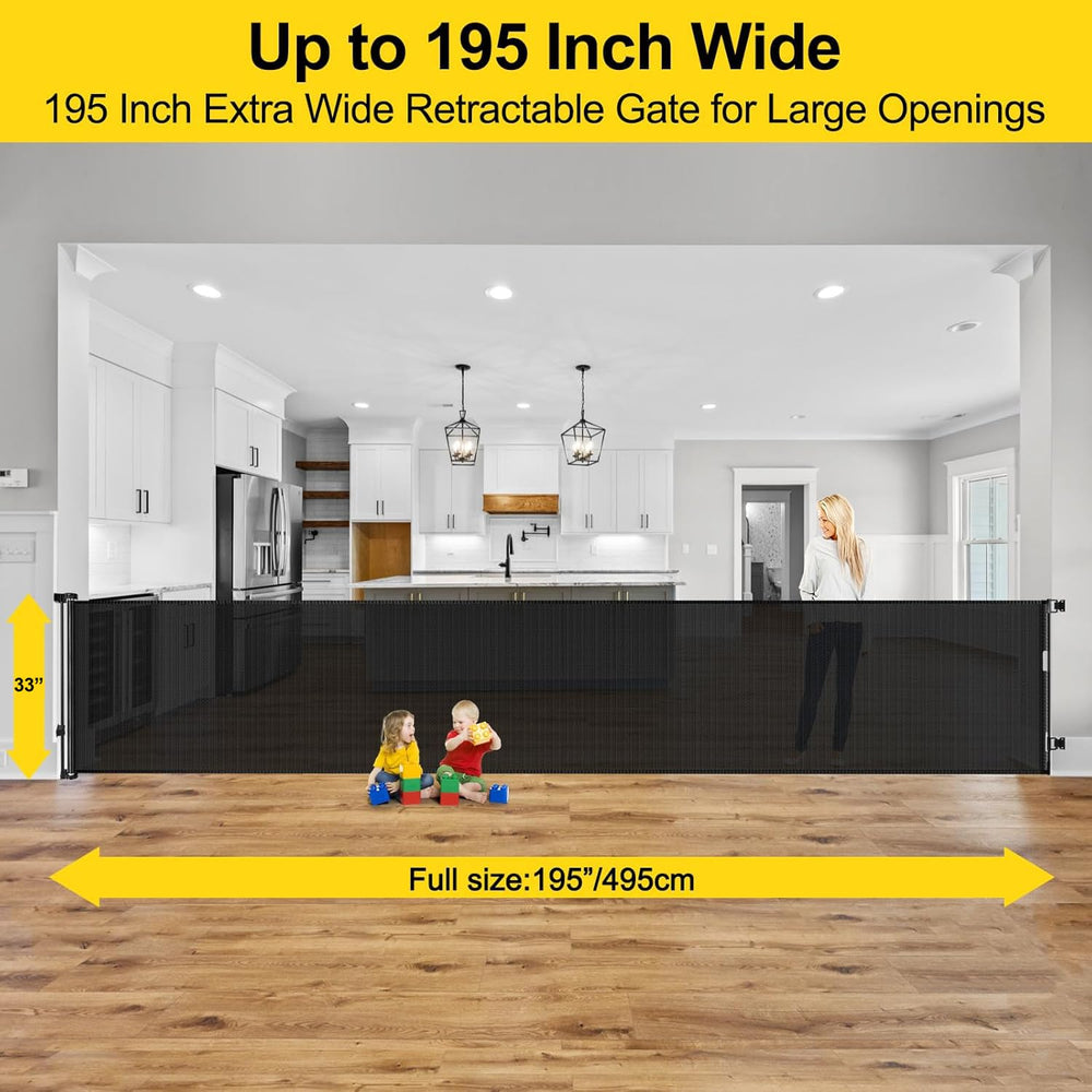 Bingguz 33-inch tall retractable mesh gate keeps kids and pets safely contained.