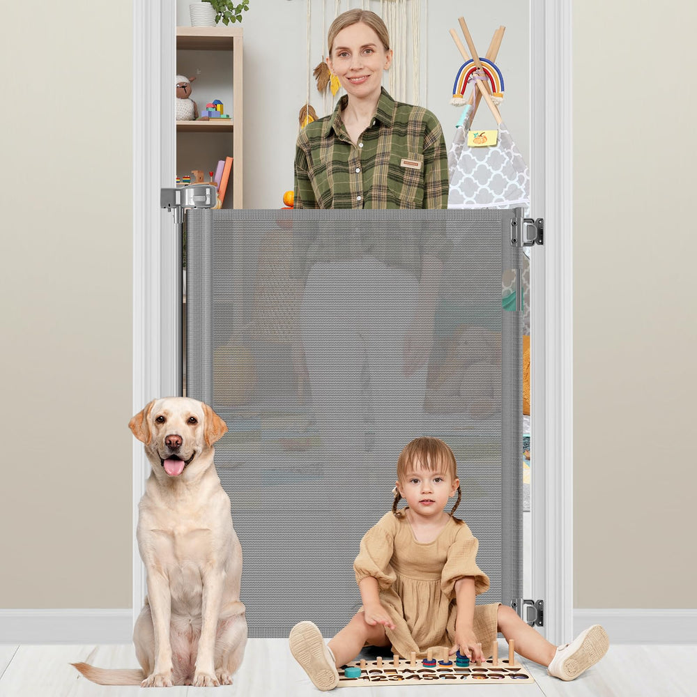 Bingguz 42-inch tall gate extended to fit narrow doorway openings, ideal for baby and pet safety.