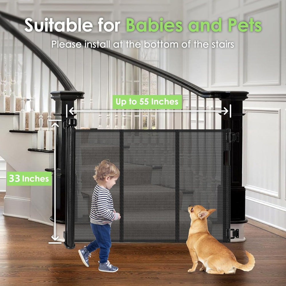 Bingguz banister gate extended to 55 inches, wide doorway versatility