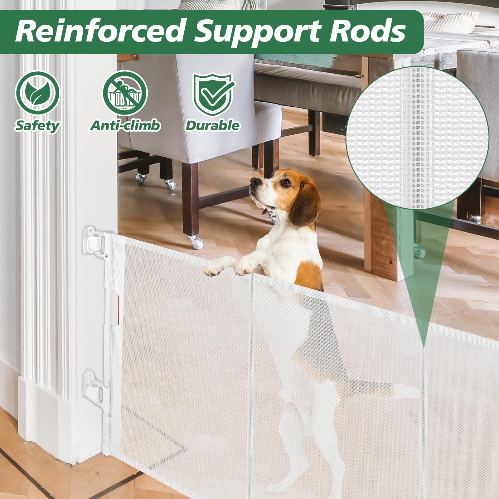 Bingguz baseboard-adjustable gate fitting neatly along baseboards without visible gaps.