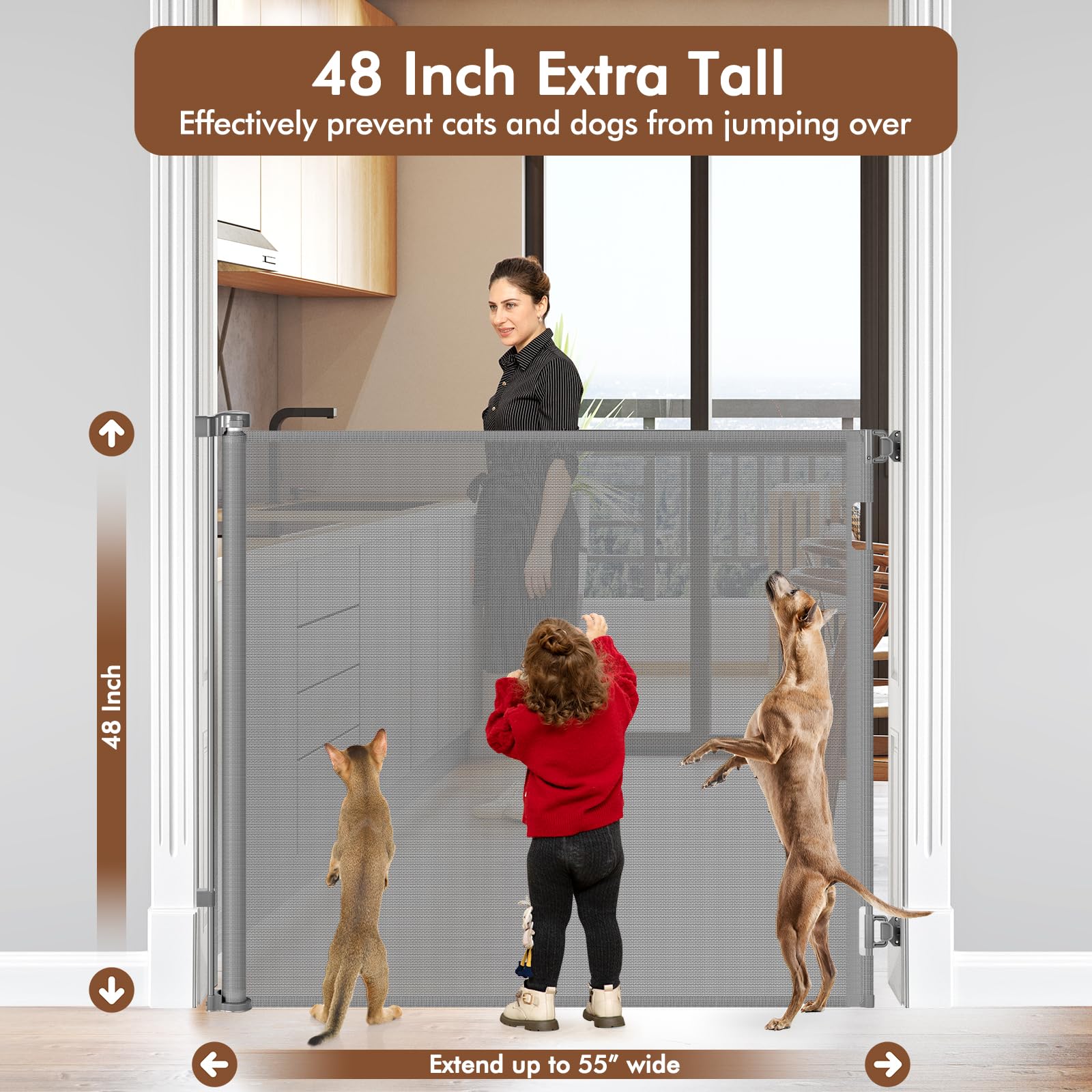Bingguz extendable 55-inch wide gate fits openings with adjustable width