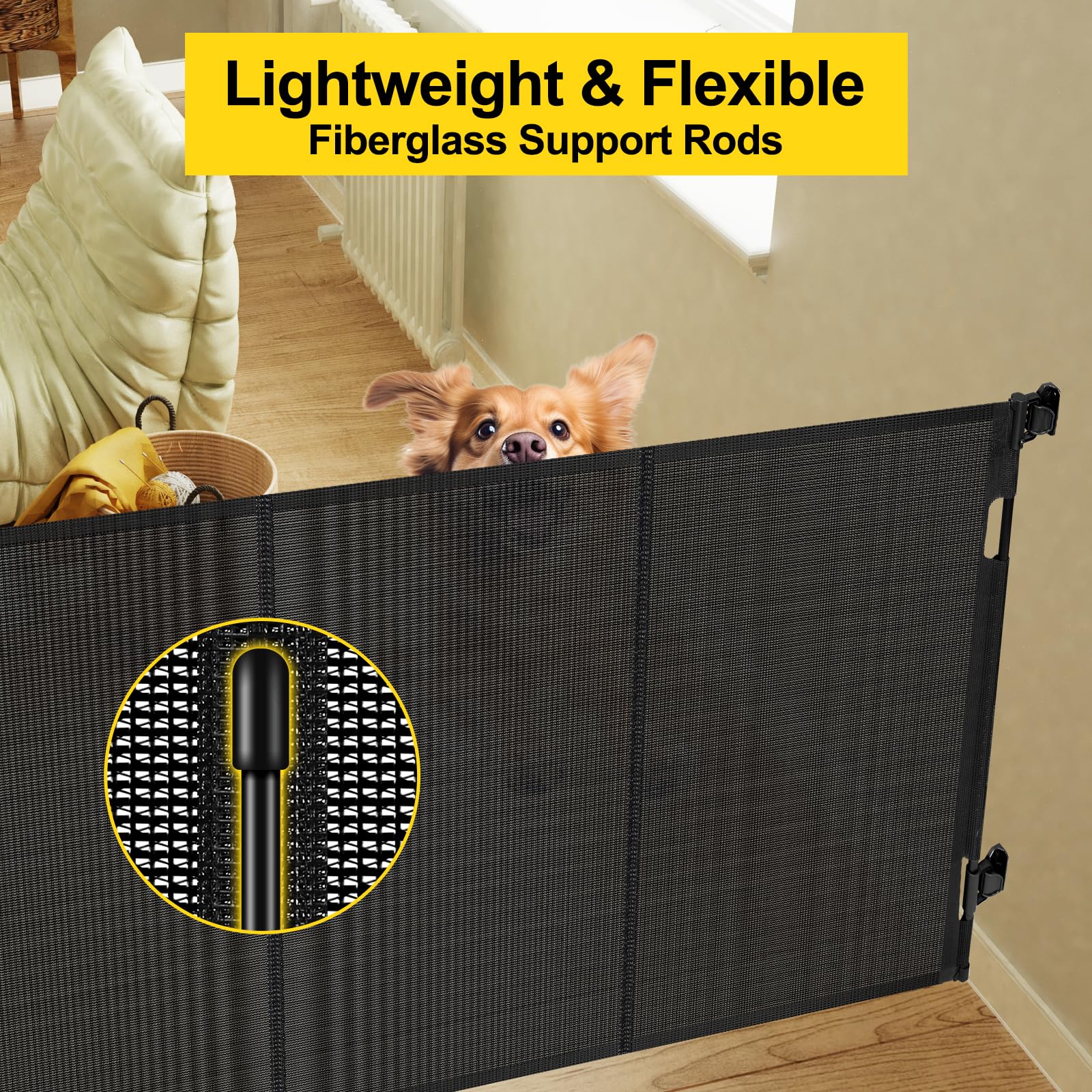 Bingguz extra tall 42-inch gate in closed position blocks climbing.