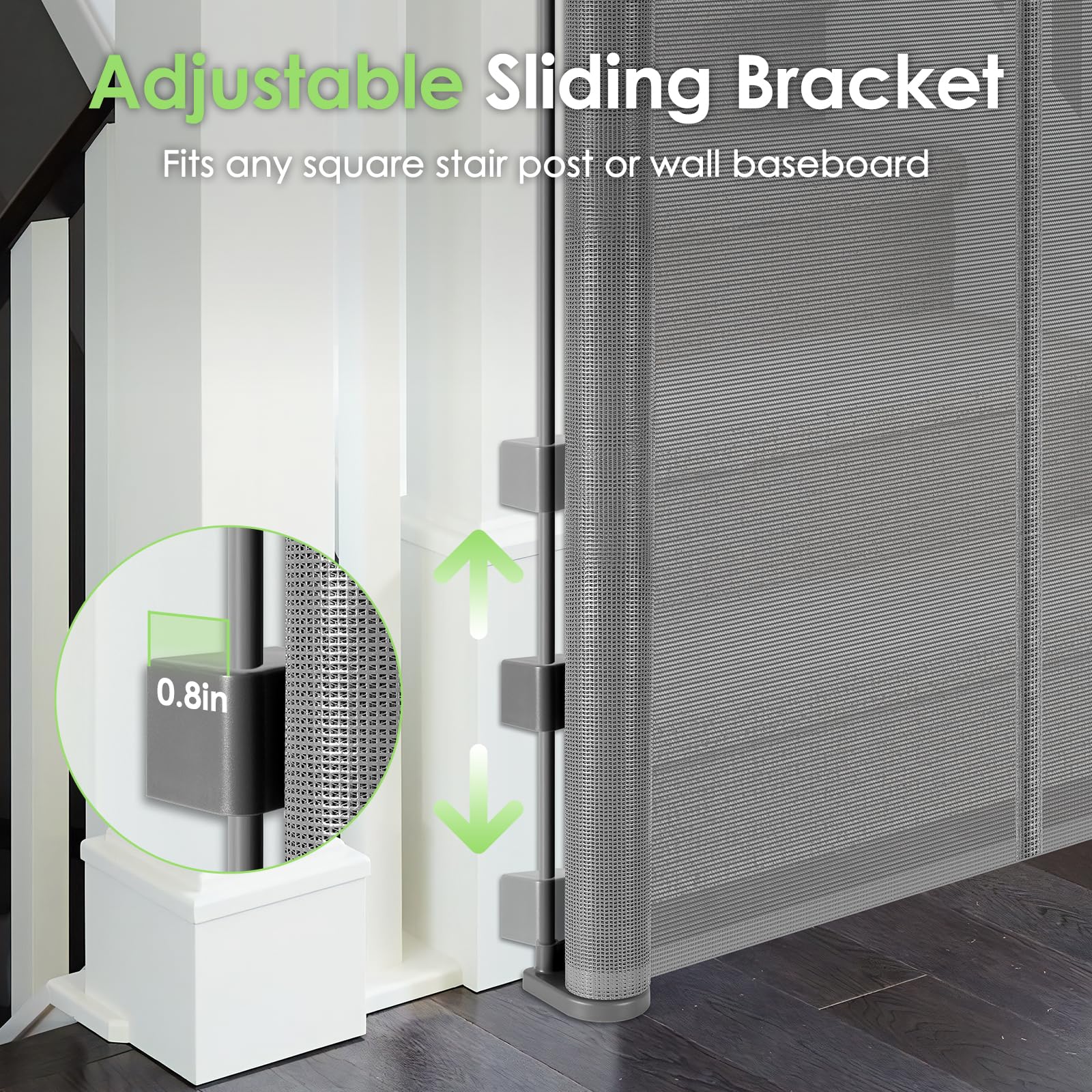 Bingguz indoor/outdoor stairs gate installation shows versatile placement options.