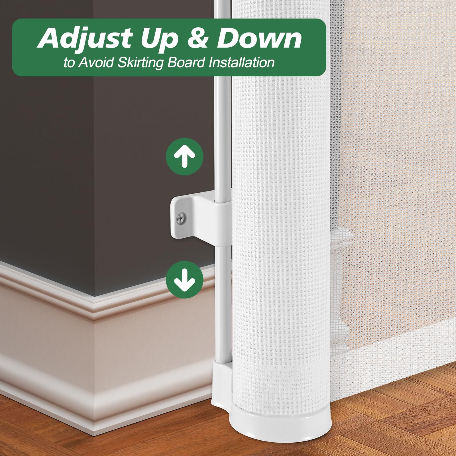 Bingguz indoor-outdoor use gate demonstrated in doorway for pets and kids.