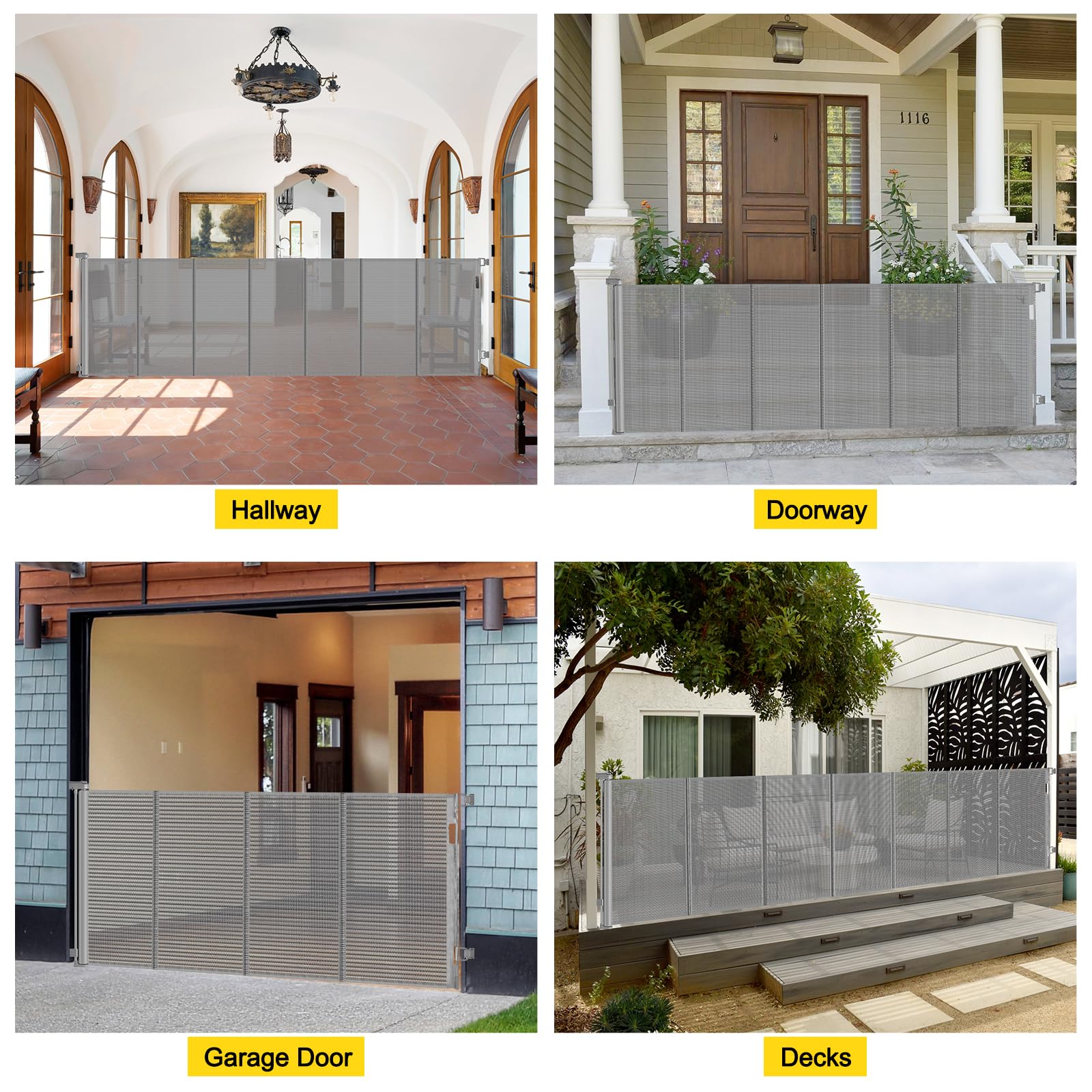 Bingguz gate keeps babies and pets safely contained at doorways.