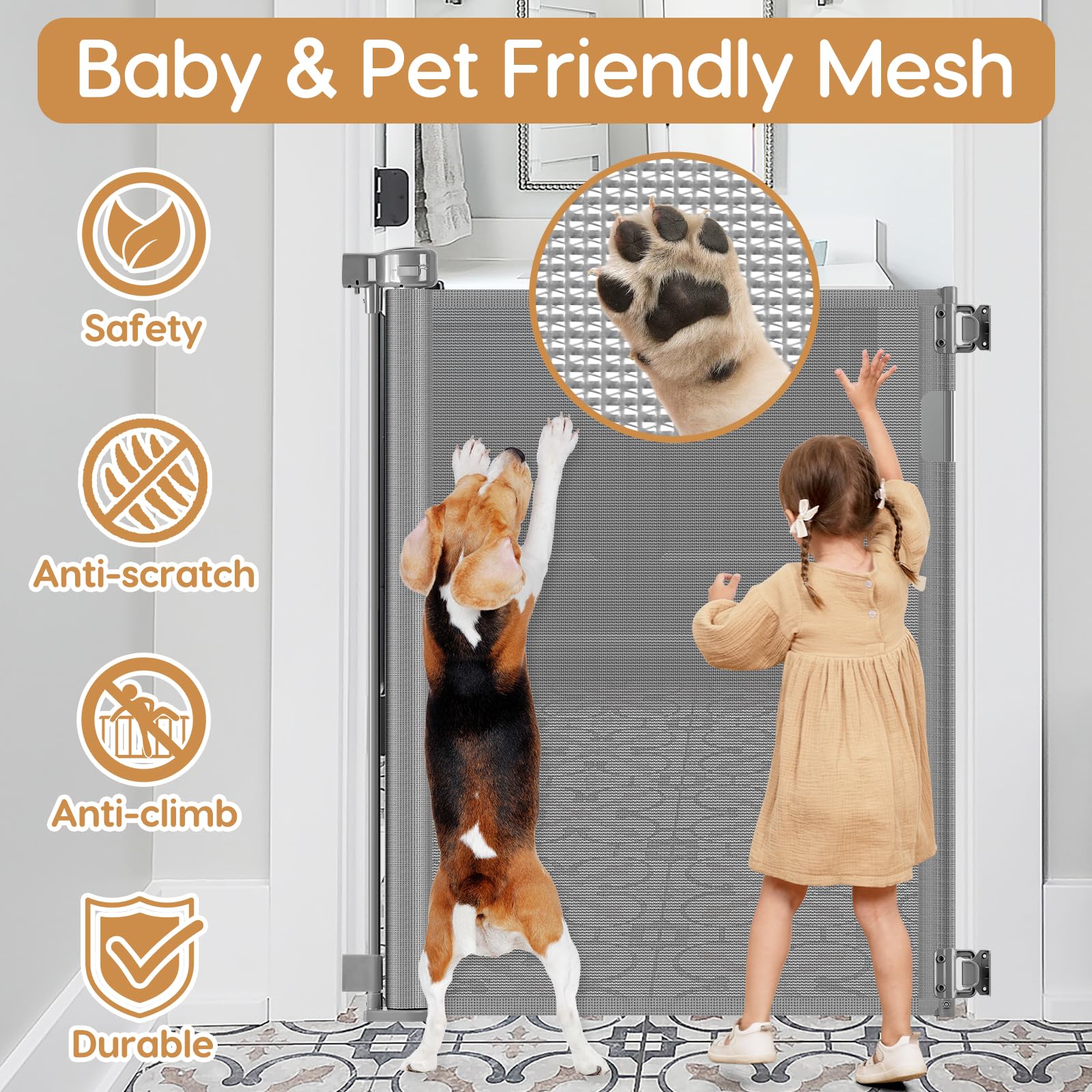 Bingguz soft, scratch-resistant mesh suitable for play with kids and pets.