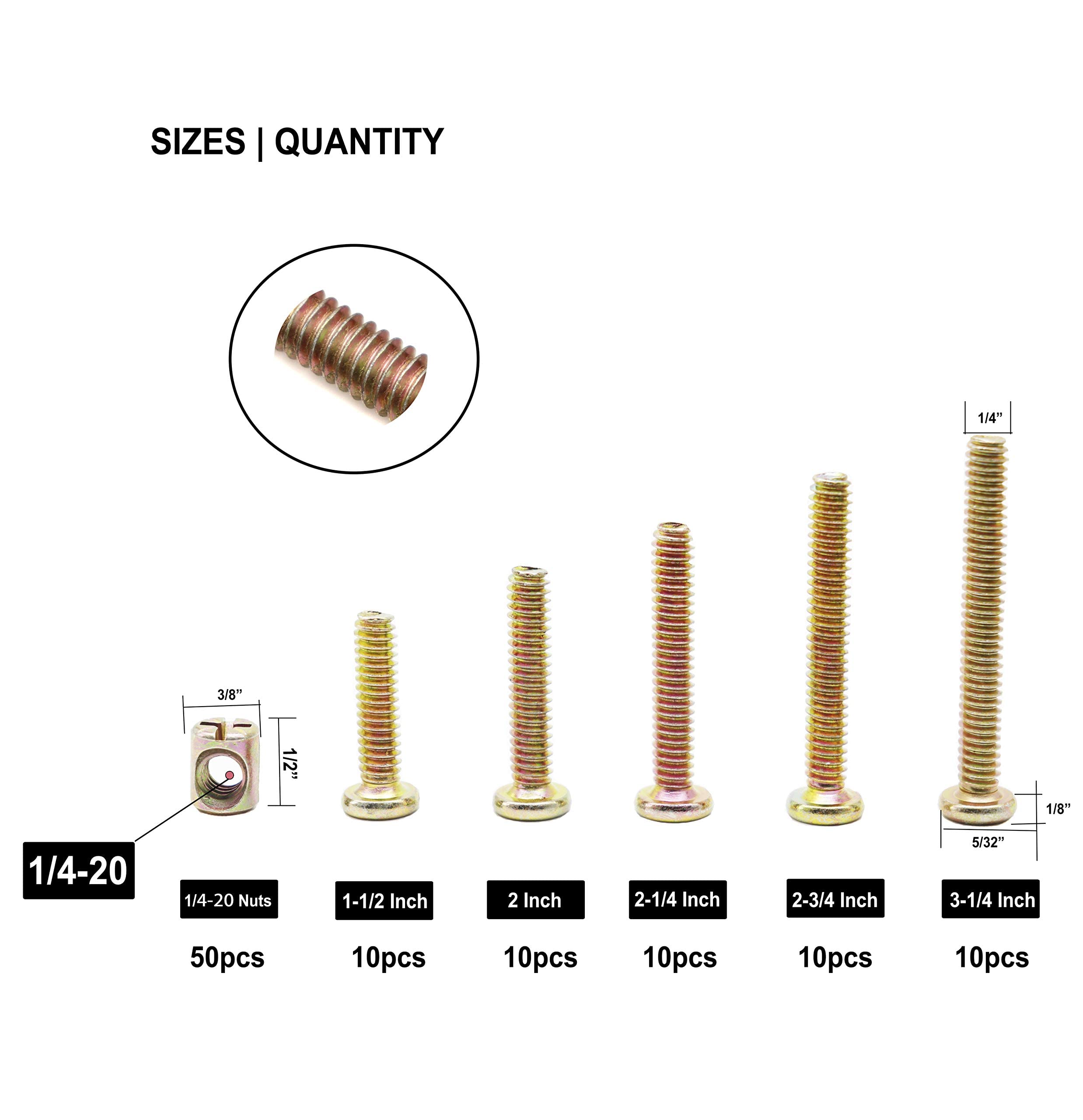 binifiMux barrel nuts 1-4-20 secure joints for furniture