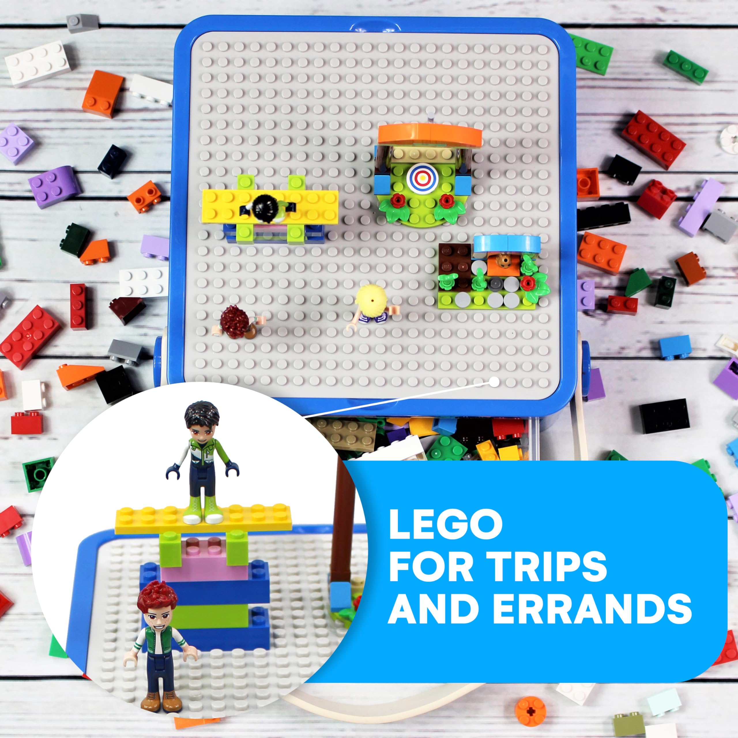 Bins & Things baseplate-lid image shows a 7.2 inch square surface for LEGO builds.
