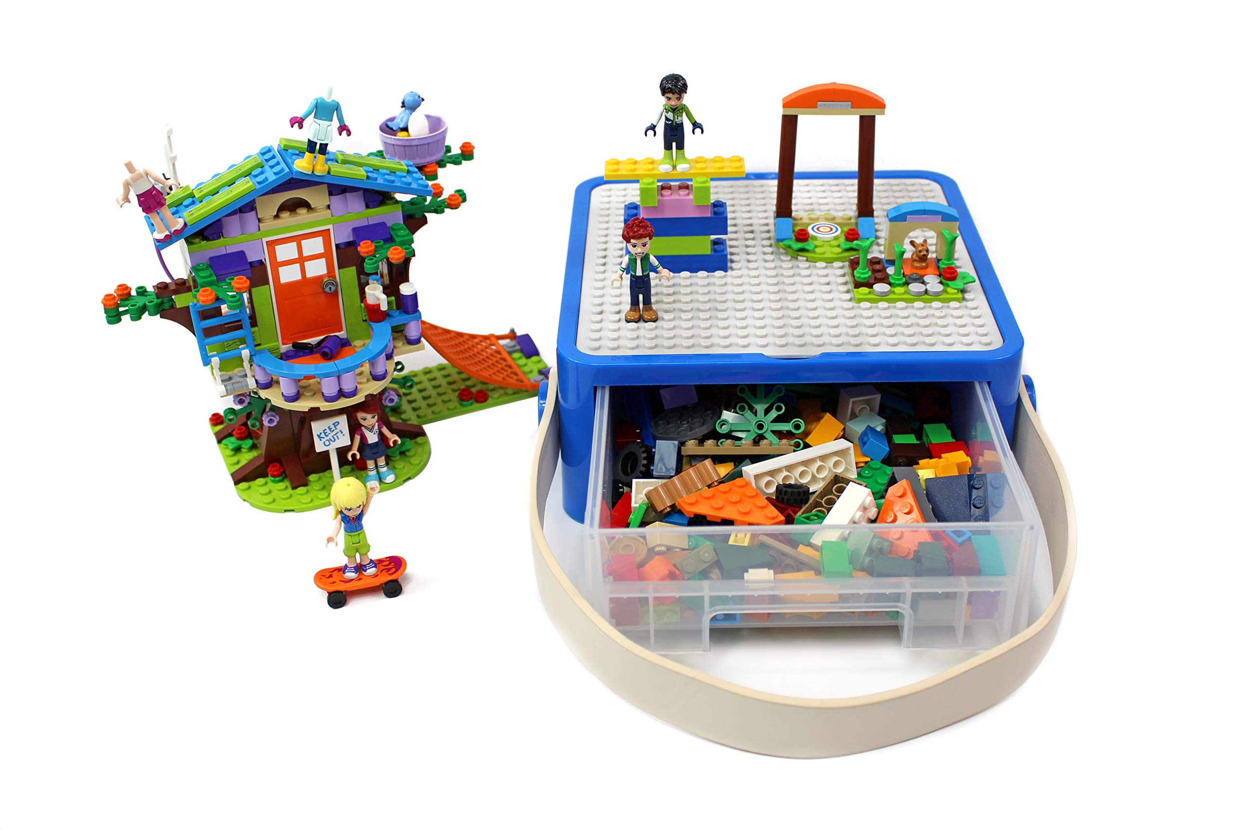 Bins & Things build-anywhere-play-surface image highlights baseplate-friendly surface for on-site builds.