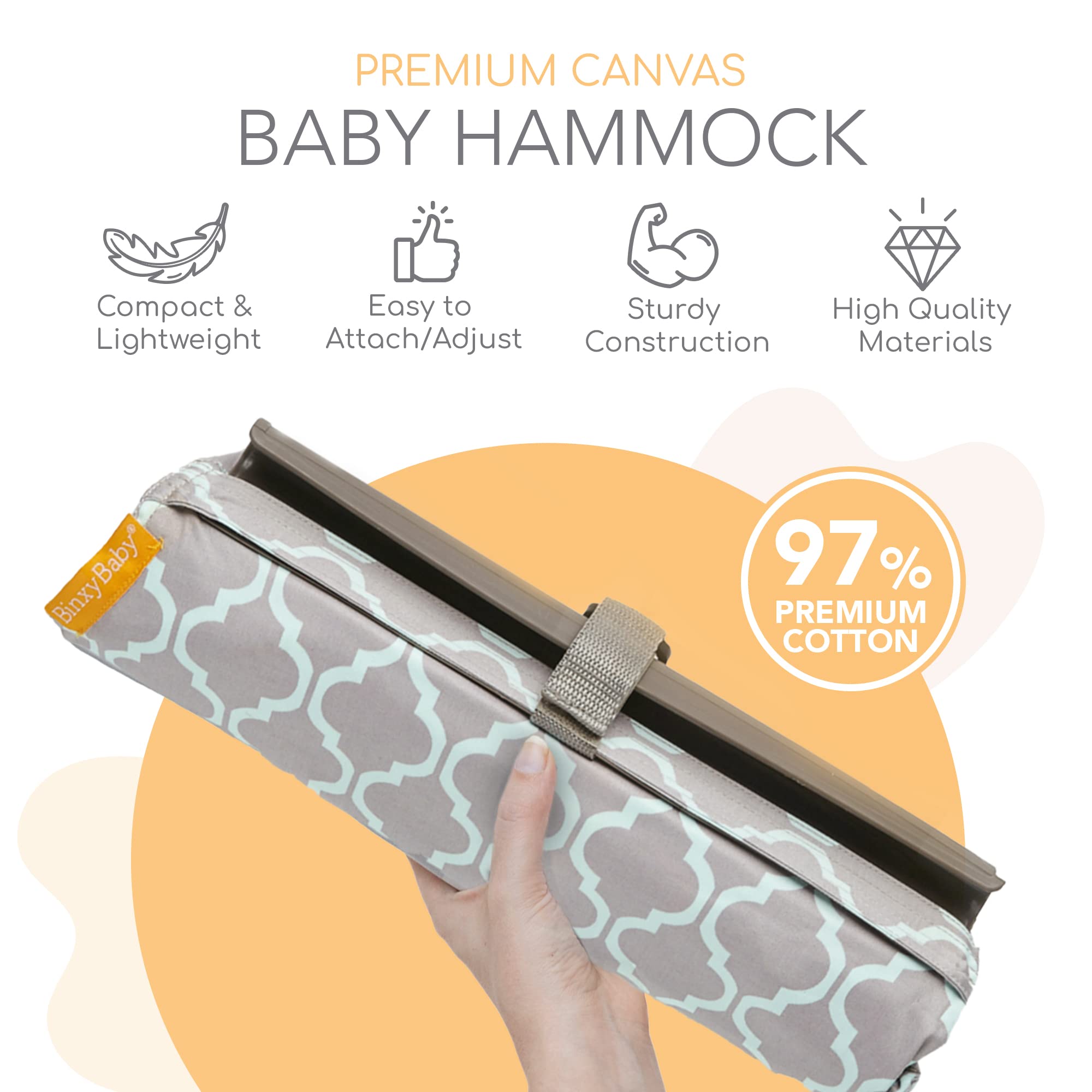 Binxy Baby cart hammock durable-fabric designed for daily use and easy washing.