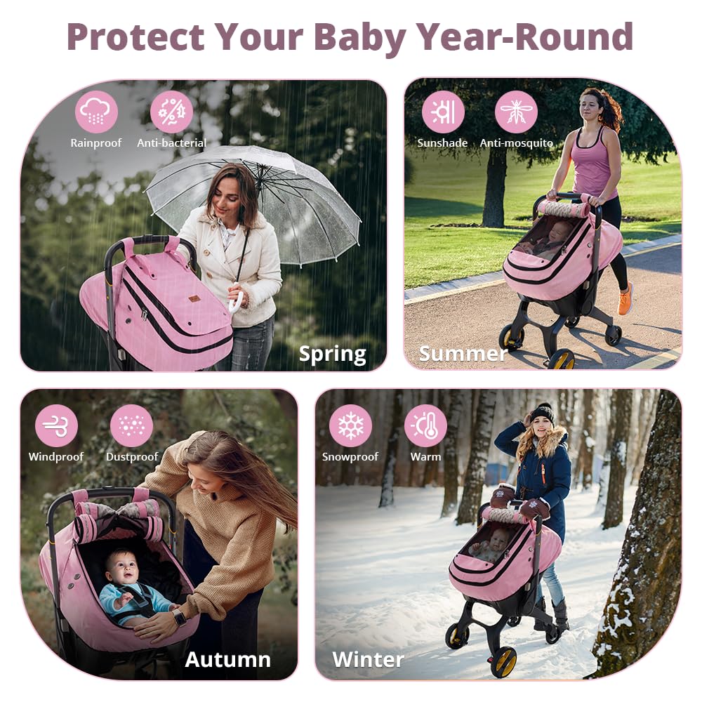 Bioby car seat cover with fleece interior keeps baby warm on chilly rides