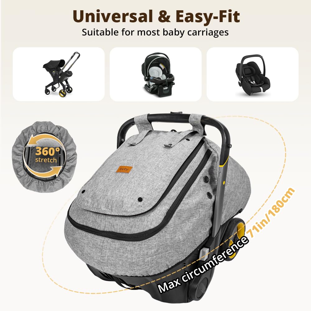 Bioby roomy gray cover offers cozy space for growing infants