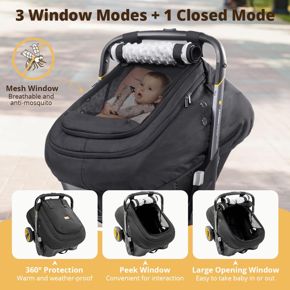 Bioby mesh window feature to monitor baby while blocking bugs