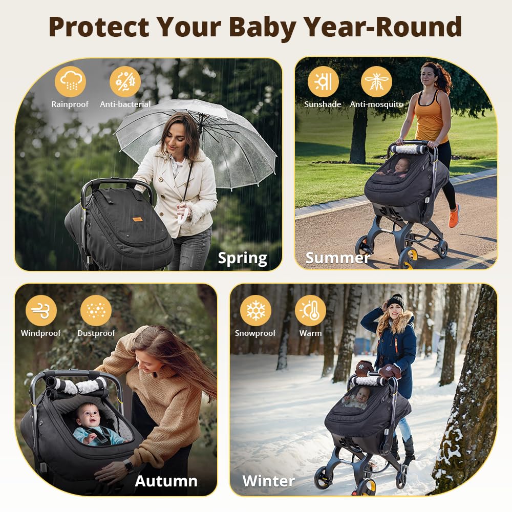 Bioby car seat cover with zipper opening for quick access to baby