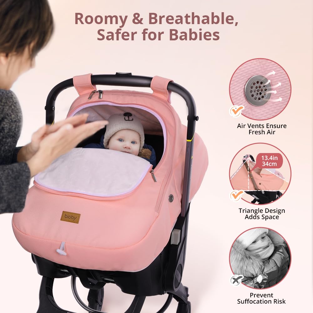 Bioby Winter Car Seat Cover cozy fleece lining delivers extra warmth for chilly travels