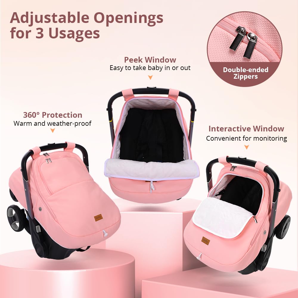 Bioby Winter Car Seat Cover dual openings allow easy access and ventilation