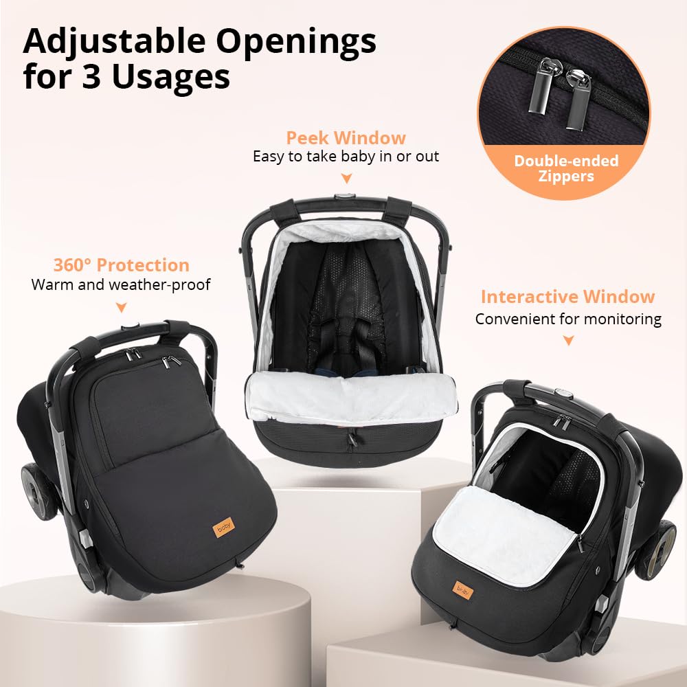 Bioby Winter Baby Car Seat Cover fleece inner layer adds cozy protection.