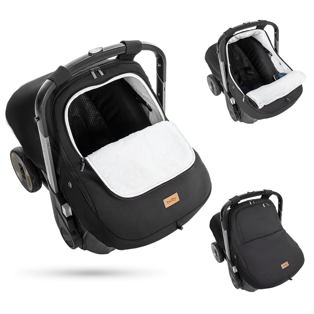 Bioby Winter Baby Car Seat Cover front view demonstrates universal fit and warmth.