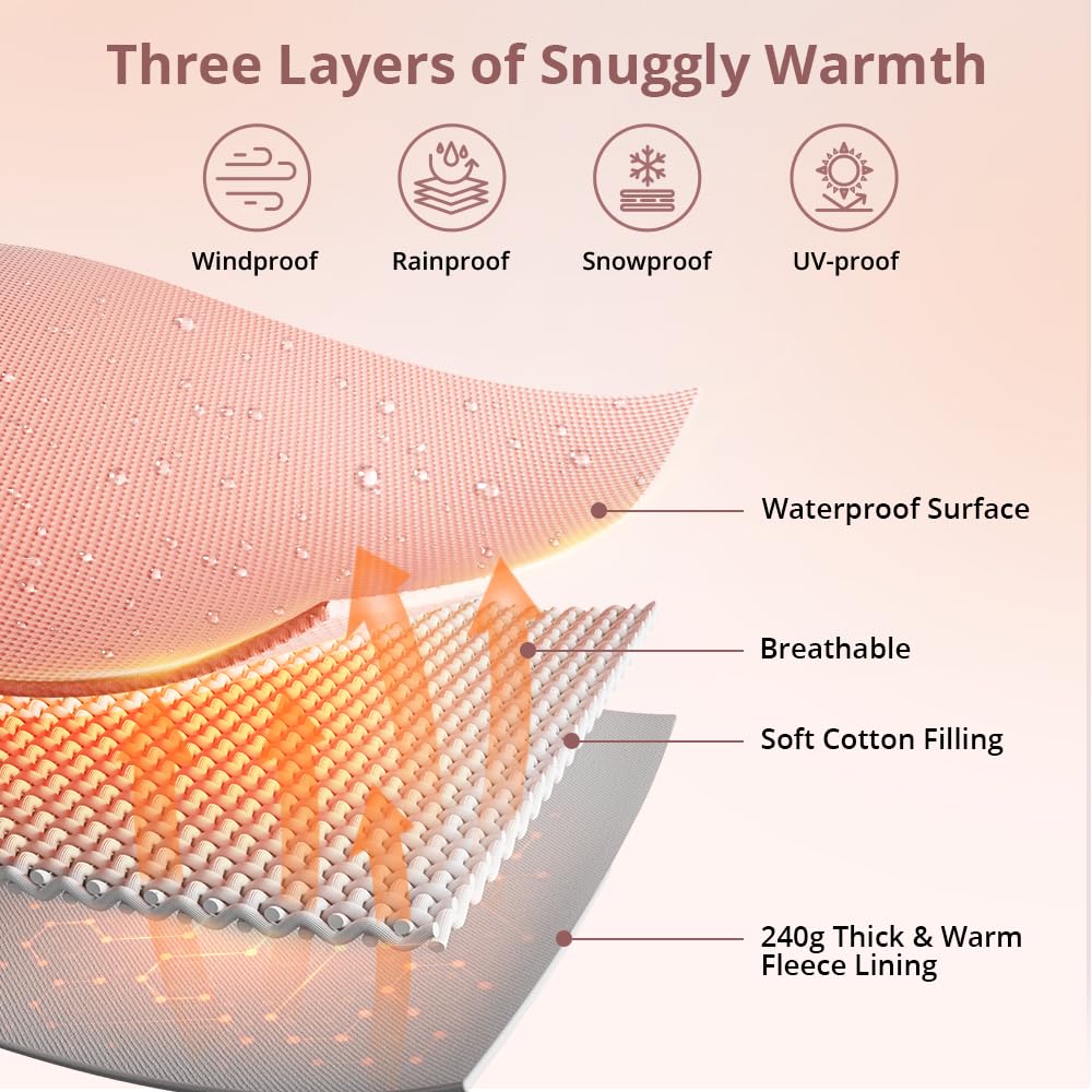 Bioby Winter Car Seat Cover waterproof outer layer shields from rain and spills