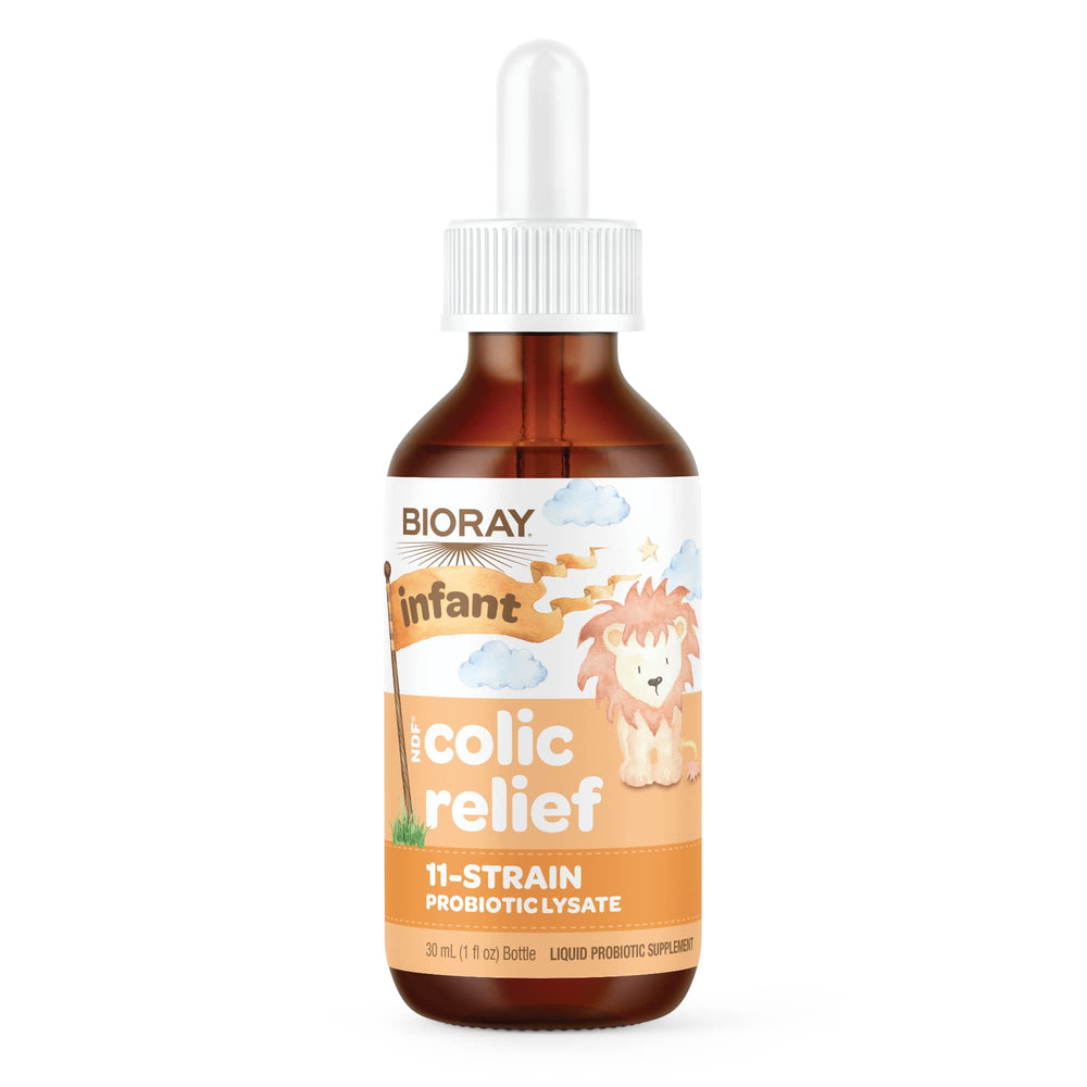 BIORAY Infant NDF Colic Relief bottle aids gentle digestive support.