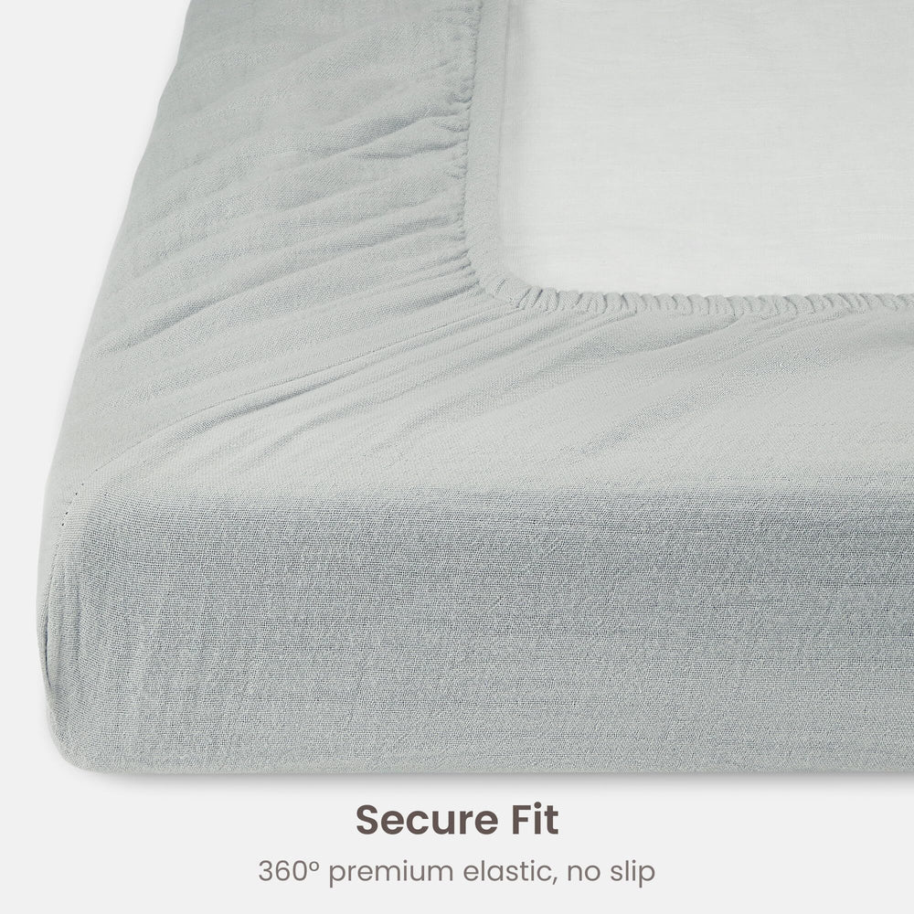 BIOWEAVES mint crib sheet adds gentle color while maintaining soft, breathable sleep surface