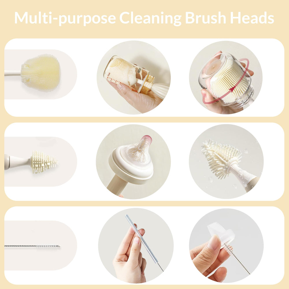 biqin baby bottle brush kit nipple brush detail for reach and thorough cleaning