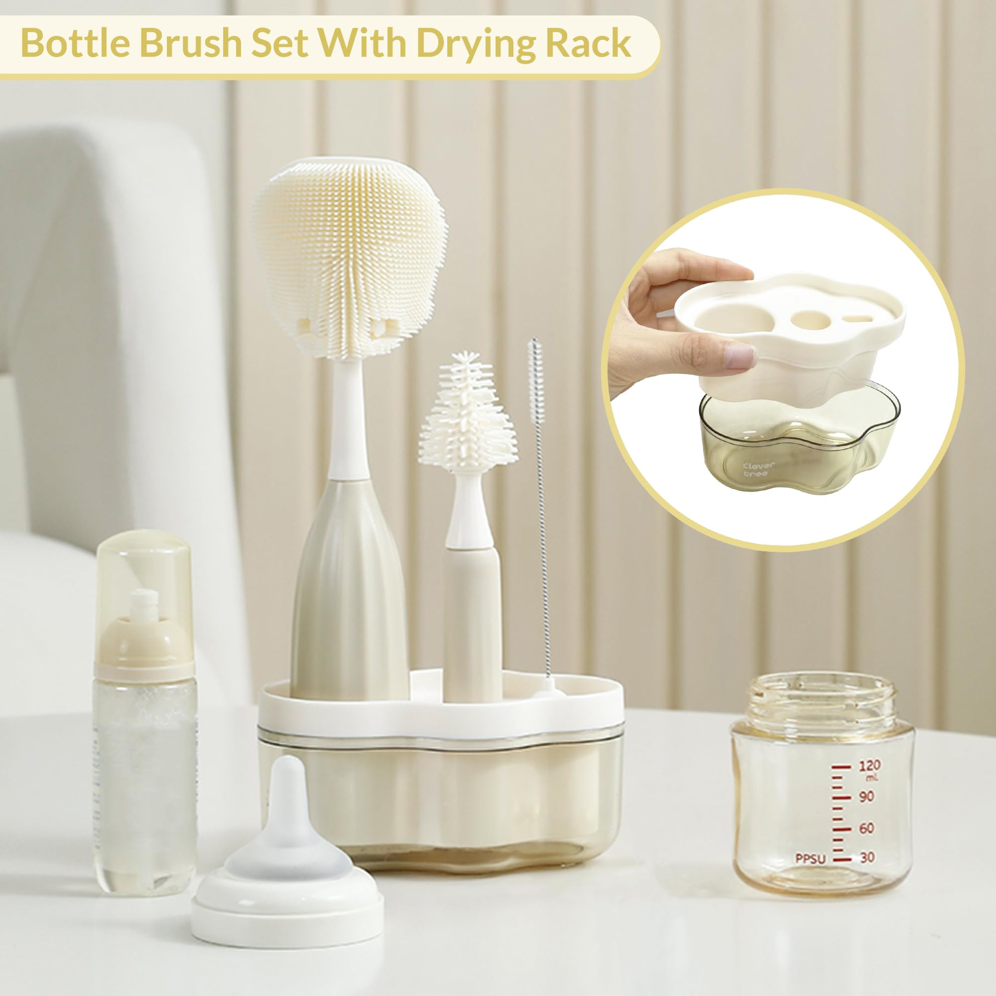 biqin bendable-head brush demonstrates flexible reach for hard-to-clean corners