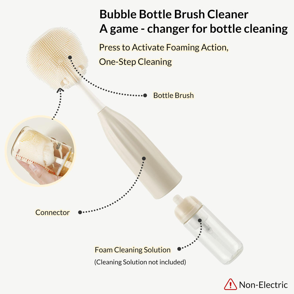 biqin bottle brush kit foam reservoir in action for efficient bottle cleaning